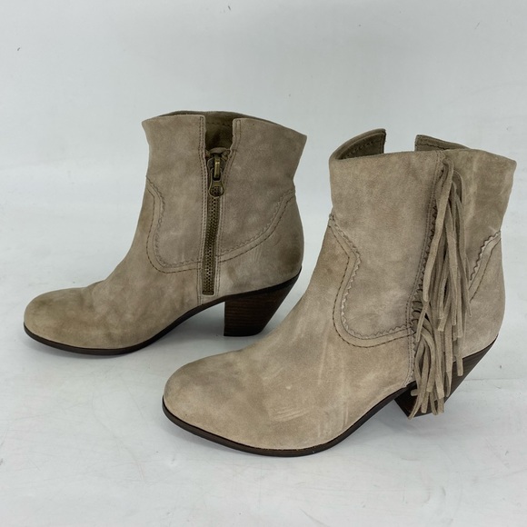 8 1/2 SAM EDELMAN LOUIE FRINGE SUEDED LEATHER ANKLE BOOTS BOOTIES WOMENS… - Picture 10 of 10